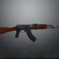 Classic AK-47 Rifle With Wooden Stock Grip And Metal Barrel Magazine