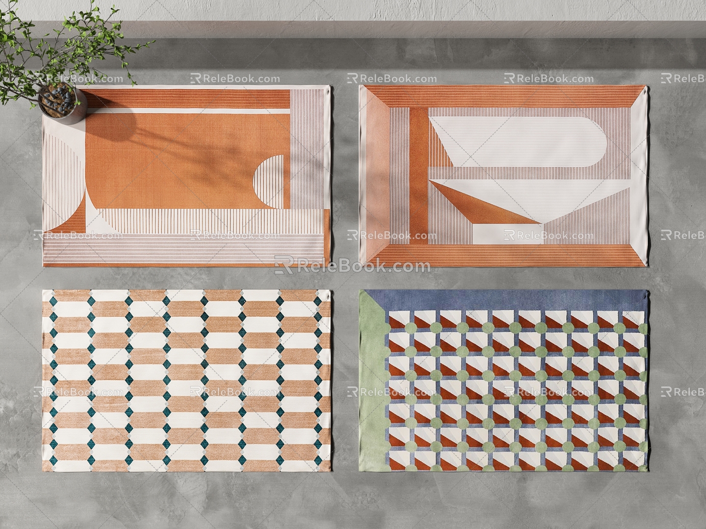 Modern Square Carpet Geometric Carpet 3d model