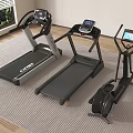 Home Gym Fitness Equipment Including Treadmills And Elliptical Machine With Digital Screens