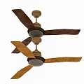 Two Air Conditioning Fans With Wooden Blades In Brown And Light Brown Tones