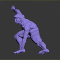 Game and Movie Character 3D Model in Purple Dynamic Pose With Extended Arm
