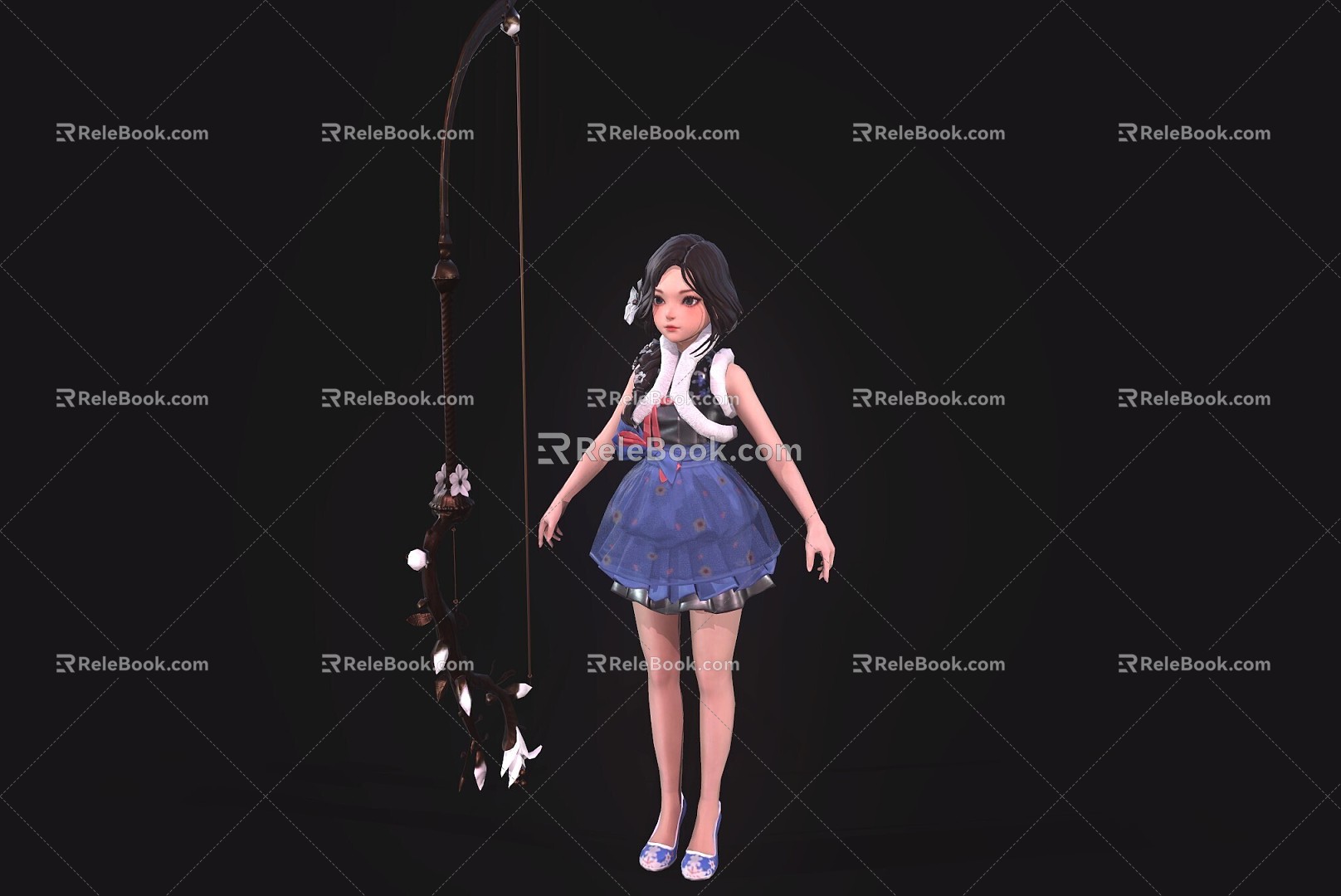 Cute little girl girl woman game characters 3d model