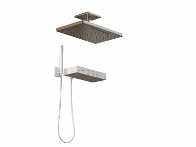 Modern Shower System With Square Rainfall Head Handheld Sprayer And Control Panel 3d model