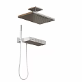 Modern Shower System With Square Rainfall Head Handheld Sprayer And Control Panel