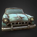 Rusty Old Light Blue Classic Car With Weathered Exterior And Vintage Design