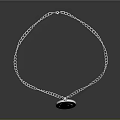Simple Silver Necklace With Thin Chain And Round Dark Center Pendant