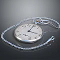 Classic Silver Pocket Watch With Metal Chain And Round Dial Design 3d model