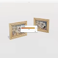 Two Golden Framed Tiger Artworks With Detailed Design On White Background