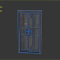 Vintage Industrial Door With Dark Wooden Frame Red Decorative Wheel Metal Straps And Paneled Design