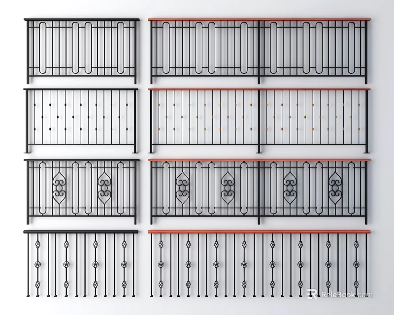 Various Decorative Metal Fence Designs With Intricate Patterns And Styles 3d model 
