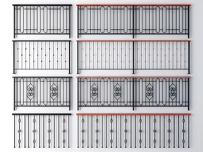 Various Decorative Metal Fence Designs With Intricate Patterns And Styles 3d model