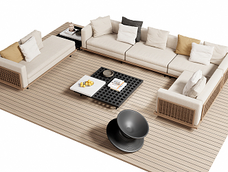 Modern sofa coffee table combination 3d model