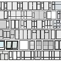 Various Black and White Window Frames in Different Styles Arranged in Pattern 3d model