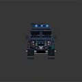 Pixel Art Police Car Model With Blue Lights And Detailed Block Structure