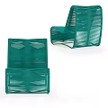 Green Woven Modern Lounge Chair with Matching Ottoman for Outdoor Relaxation