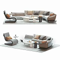 Modern Sofa Coffee Table Combination with Accent Chair Decorative Pillows And Side Table 3d model
