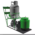Mobile Industrial Equipment With Green Frame White Tank Green Cylinder Motor And Wheels