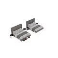 Modern Double Bed With Tufted Velvet Headboard White Bedding Soft Pillows And Wooden Nightstand