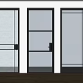 Modern Interior Swing Doors With Black Frames And Glass Panel Designs 3d model