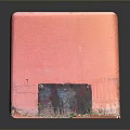 Pink Weathered Cube With Peeling Paint And Coca Cola Logo On Grid Top