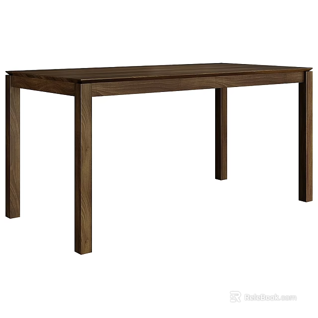 Minimalist Wooden Dining Table With Solid Dark Brown Legs And Smooth Tabletop 3d model