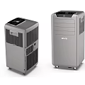 Two Gray Portable Air Coolers With Digital Display And Mobility Wheels 3d model
