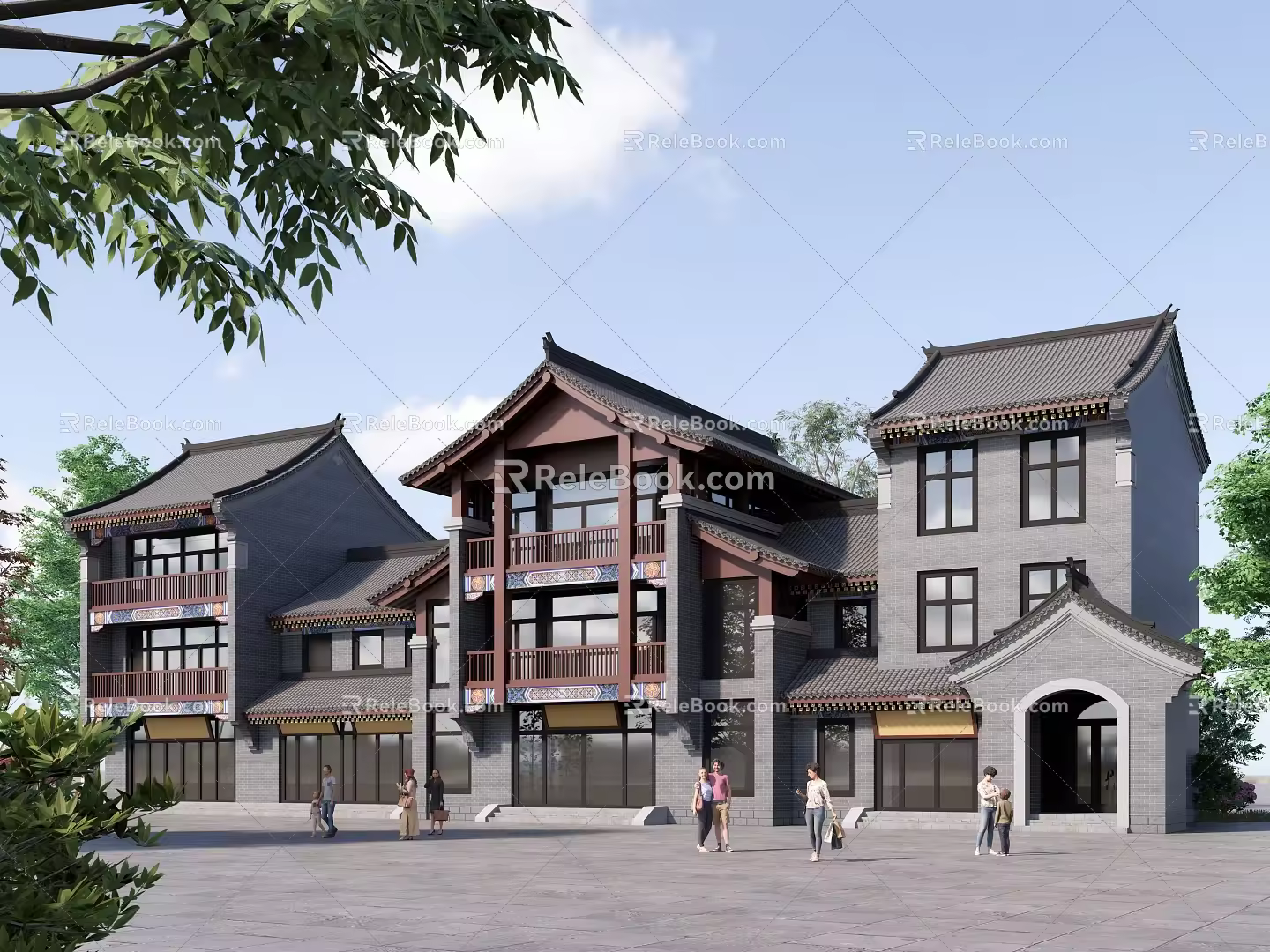 Chinese-style Ancient Building Shops 3d model