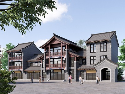 Chinese-style Ancient Building Shops 3d model