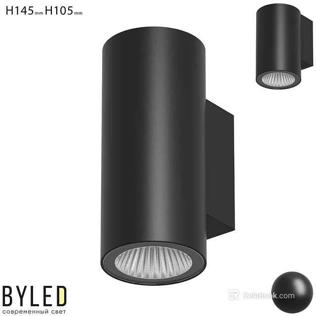Modern Black Cylindrical Wall Light With Wall Mounted Design And Illumination 3d model 