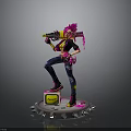 Pink Haired Character With Spray Gun On Spiked Base Yellow Logo