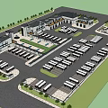 Commercial Architectural Plan With Multiple Buildings Parking Lots And Road Layout
