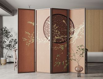 New Chinese Style Screen Partition 3d model