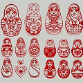 Traditional Matryoshka Doll Pendants With Red Decorative Patterns And Various Designs