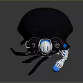 Mystical Humanoid Character Creature With Blue Glowing Ornamental Armor And Flowing Cloak