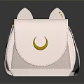 Cute Pink Small Bag With Cat Ear Design And Golden Moon Decoration