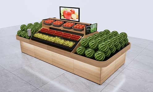 Modern shelf supermarket fruit and vegetable rack 3d model