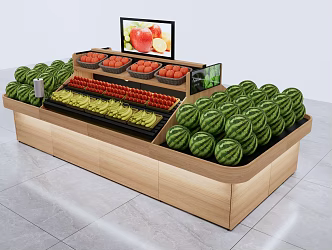 Modern shelf supermarket fruit and vegetable rack 3d model