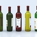 Variety of Colored Wine Bottles With Labels Displayed On White Background