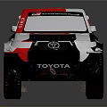 Toyota Off Road Racing Truck With Red Black Silver Exterior And Large Tires