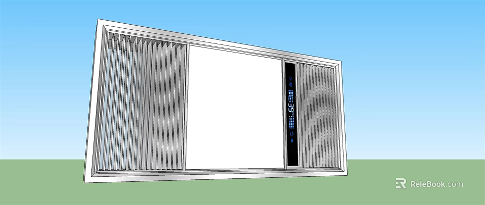 Modern Air Conditioner Air Outlet With Grille And Digital Display Panel 3d model 