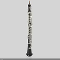 Vertical Black Clarinet Musical Instrument and Art Supplies on Light Background