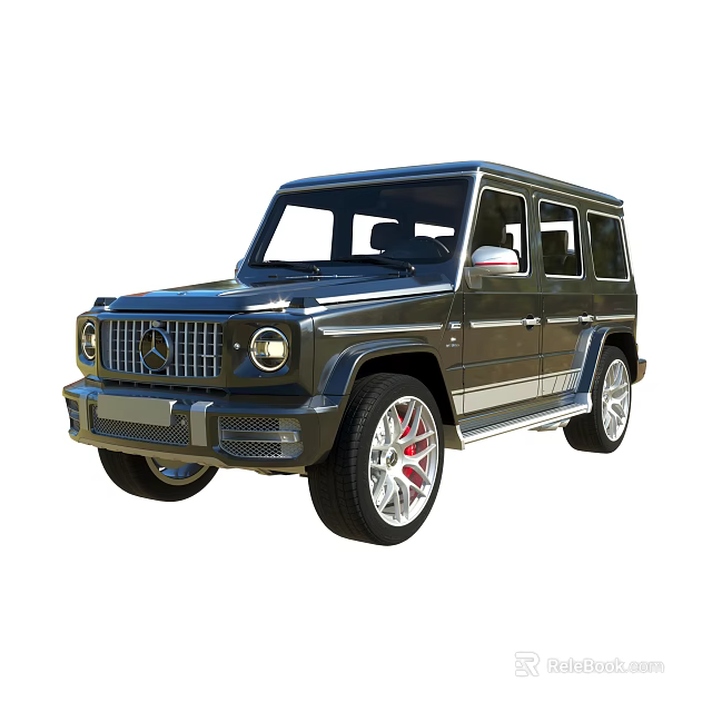Black Mercedes G Class Luxury SUV With Silver Alloy Wheels And Front Grille Design 3d model 