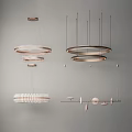 Modern Chandeliers With Circular And Linear Hanging Designs For Interior Decor 3d model