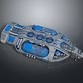 Sci Fi Spaceship Model Featuring Blue Gray Mechanical Design With Detailed Gears And Cabin Structures 3d model