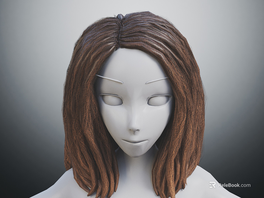 Game and Movie Character 3D Model Featuring Brown Long Straight Hair and White Face 3d model 