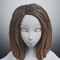 Game and Movie Character 3D Model Featuring Brown Long Straight Hair and White Face