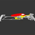 Car 3D Structure Model Design Featuring White Framework And Red Yellow Colored Sections 3d model