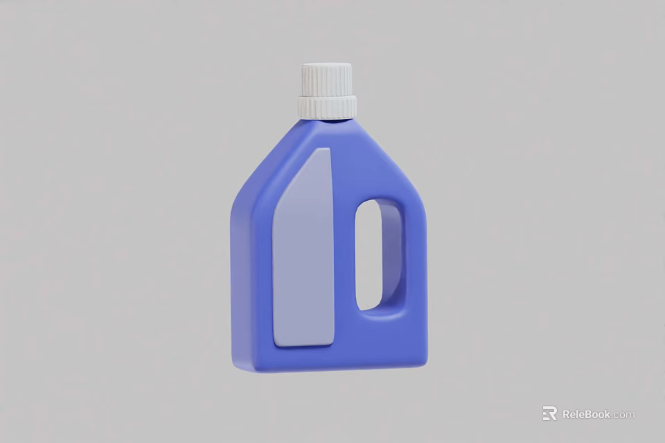 Laundry Detergent Blue Bottle with White Cap Handle and Transparent Window 3d model 