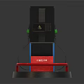 Detailed Gas Station Model With Fuel Pumps Red Blue Sections And Circular Platform