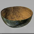 Painted Decorative Bowl With Green Blue Patterns And Textured Orange Interior 3d model